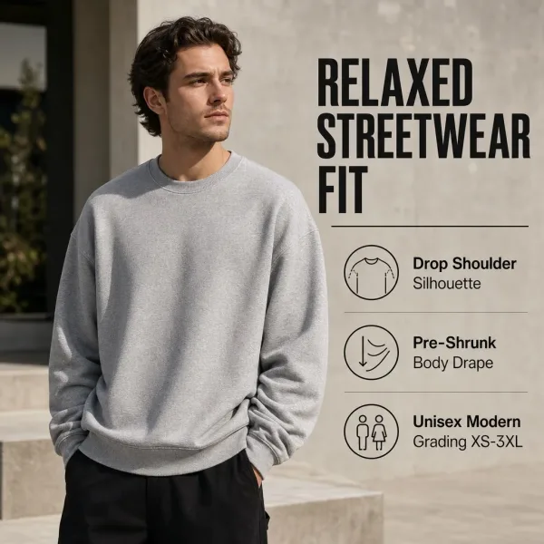 Custom 280GSM Ring-Spun Cotton Crew Neck Sweatshirt Manufacturer - OEM & Private Label