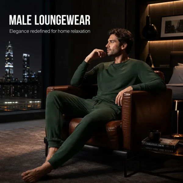 Men Sleepwear Sets Custom Logo OEM Service Soft Breathable Cotton 2 Piece Pajama Set Wholesale Male Loungewear Pjs