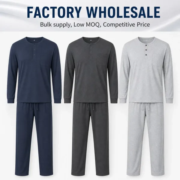 Factory Wholesale Men Sleepwear Sets Custom Design OEM ODM Cotton Pajamas Set Casual Male Home Wear Sleepwear Pjs