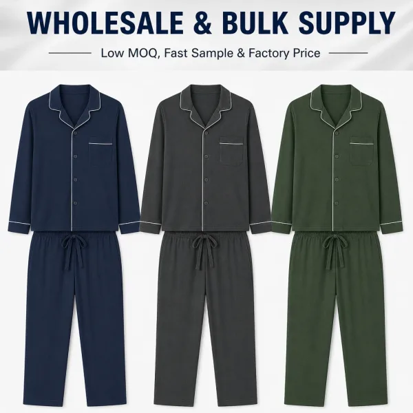 Custom Men Sleepwear Sets OEM Factory Soft Cotton Pajamas Set Wholesale Two Piece Male Nightwear Loungewear Pjs