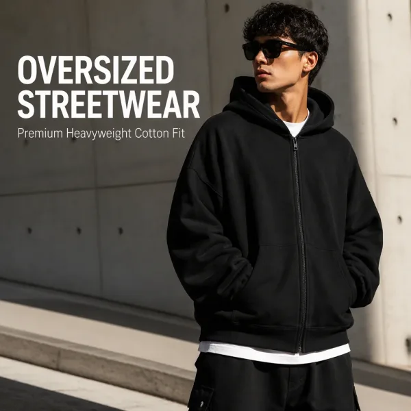Custom Zip-up Hoodie OEM Factory Wholesale 3D Embroidery Puff Print Hoodies Oversized Heavyweight Cotton Streetwear