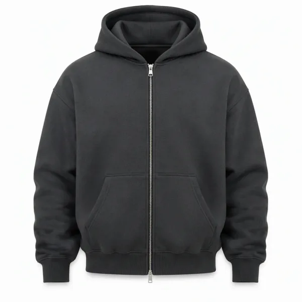 Customized Zip-up Hoodie OEM ODM Factory Wholesale 400gsm Heavyweight Cotton Blank Full Zip Streetwear Hoodies No Brand