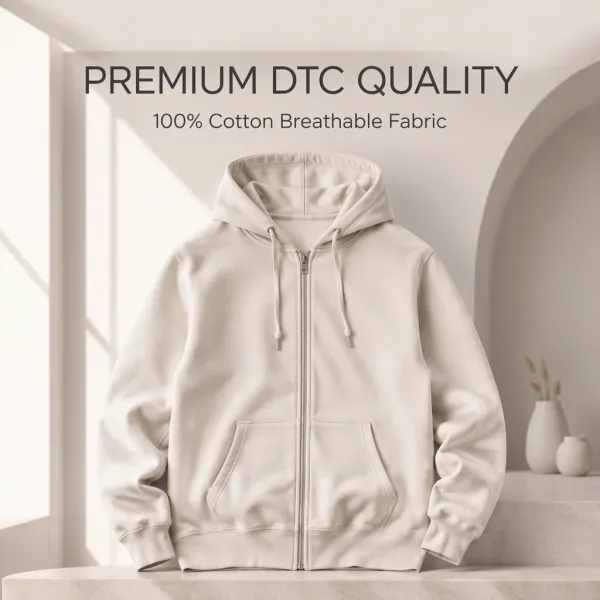 High Quality Zip-up Hoodie Custom Logo OEM Factory Wholesale 100% Cotton Breathable Full Zip Hoodies For DTC Brands
