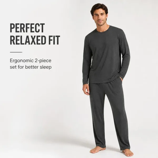 OEM Men Sleepwear Sets Custom Logo Private Label Pajamas Factory Price Soft Breathable 2 Piece Nightwear For Men