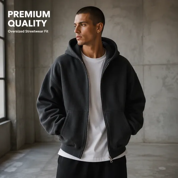 OEM Zip-up Hoodie Custom Logo Private Label Manufacturer Wholesale Premium Blank Oversized Full Zip Hoodies For Brands