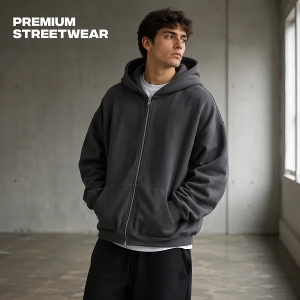 OEM Zip-up Hoodie Custom Woven Label Wash Tag Packaging Bag Wholesale Premium Embroidery Printed Fleece Zip Hoodies