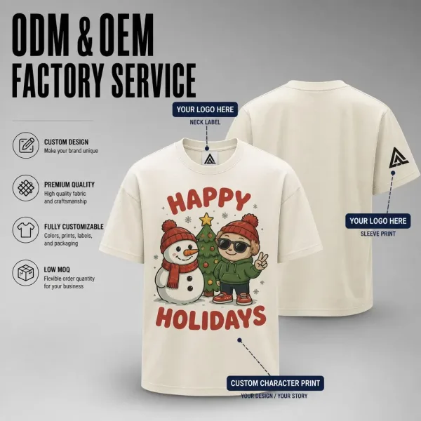 Personalized Holiday Gift T-shirt Custom Character Print Casual Tee Wholesale Festive Clothing Factory