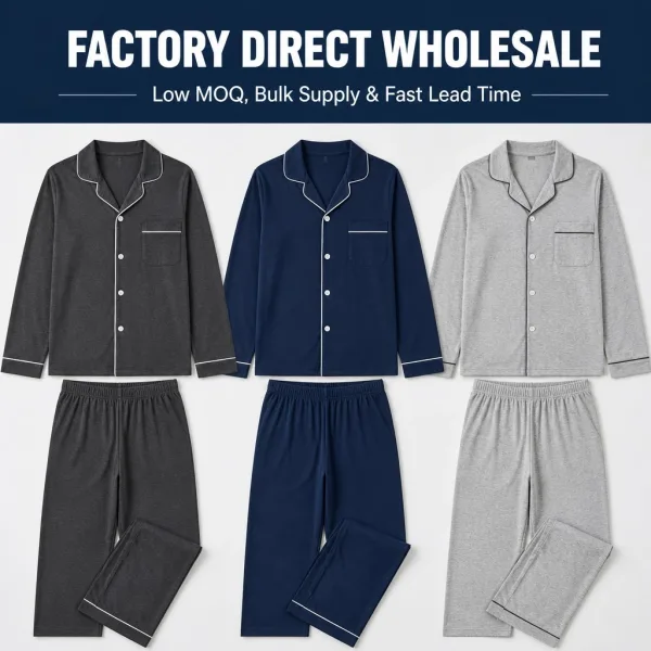 High Quality Men Sleepwear Sets Custom OEM Factory Wholesale Soft Cotton Pajamas Set Male Sleepwear Pjs Home Wear